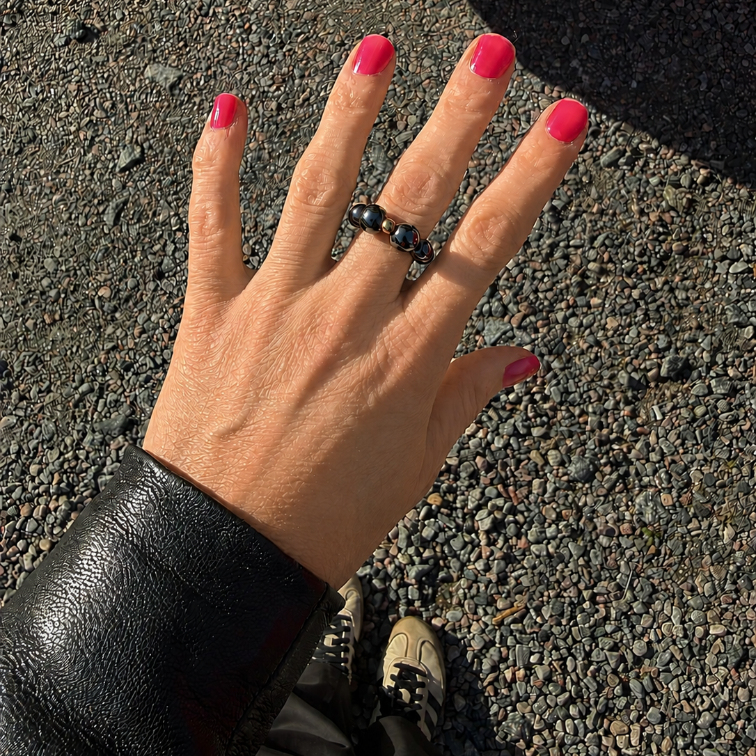 moon phase hematite ring