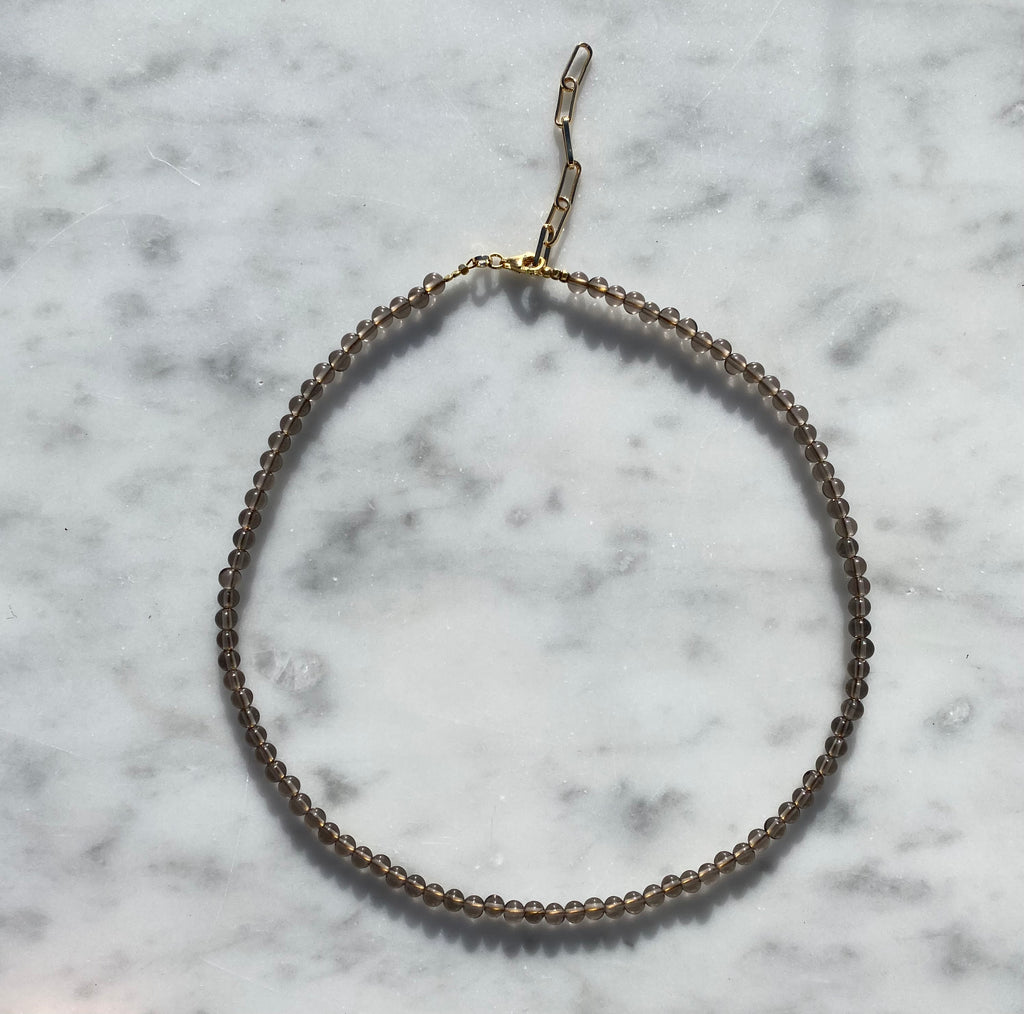 EARTH smoky quartz Necklace 4 mm