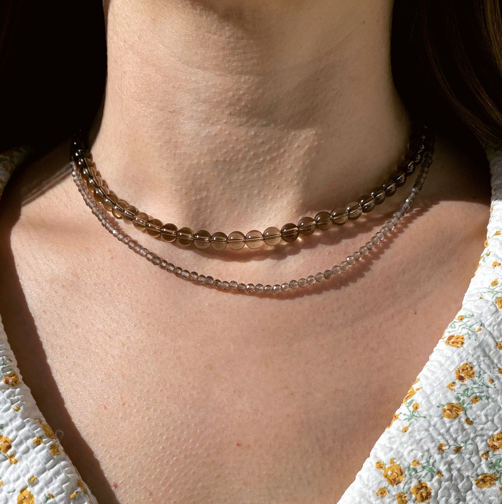 EARTH smoky quartz 6 mm Necklace